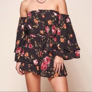 Emory Off The Shoulder Bell Sleeve Romper NWOT